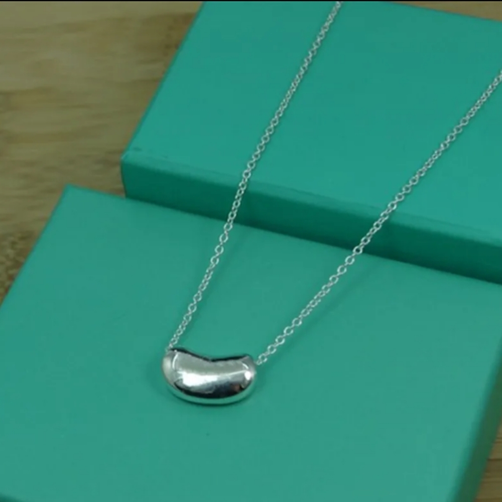 Sterling Silver NWOT .925 Bean Necklace 16" chain  Motherhood, Recovery, Wedding - Picture 3 of 4